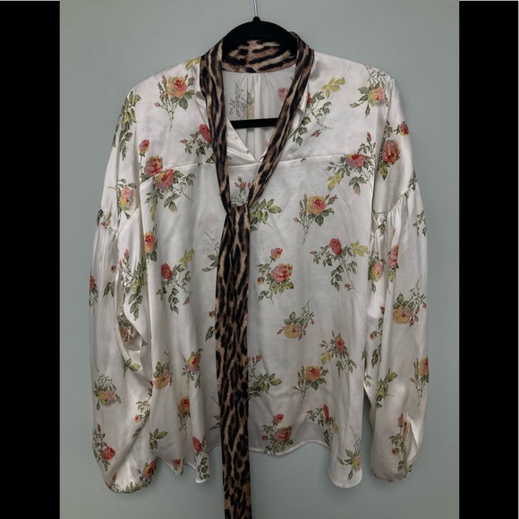 R13 floral-print silk blouse. color Ecru. Size XS. - Picture 8 of 13